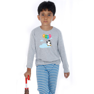Grey Full Sleeve Boys Pyjama - Baby Balloons